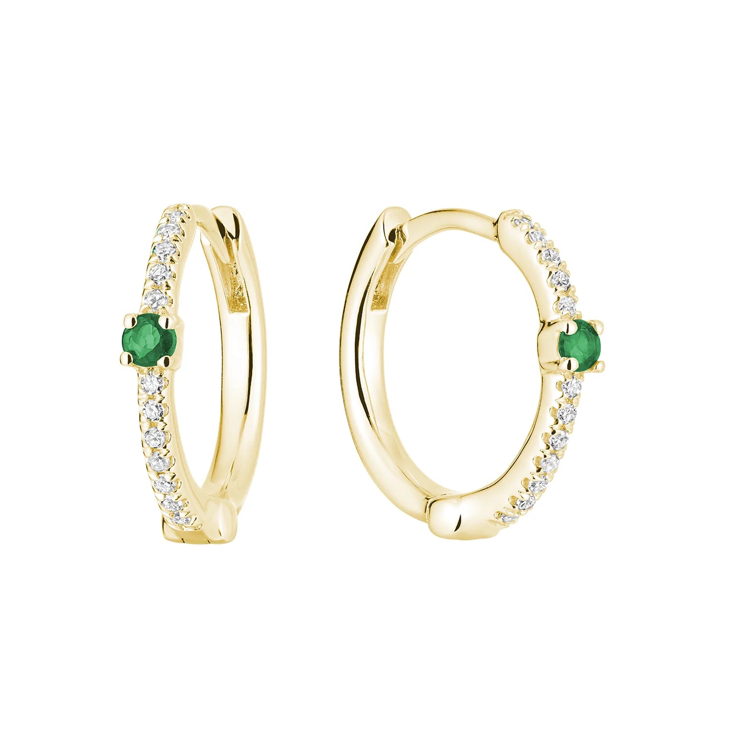 Precious Emerald and Diamond Hooped Earrings