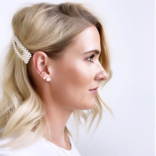 Akoya Pearl Earrings Set in 14K White Gold