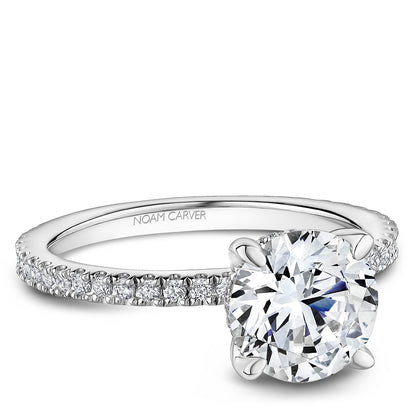 Engagement Ring with Pavé Diamond Band