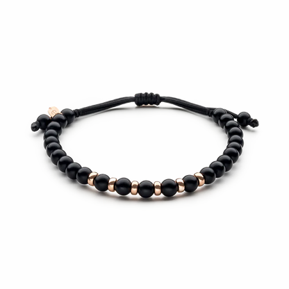 Jaibor Uomo 14K Rose Gold and Black Onyx Beaded Bracelet B4549OP312