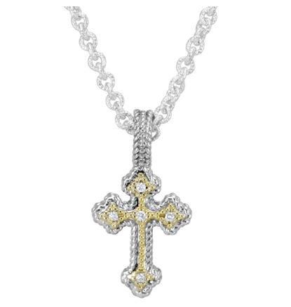 Vahan 14K Gold & Sterling Silver Cross Pendant with Diamonds 70748D