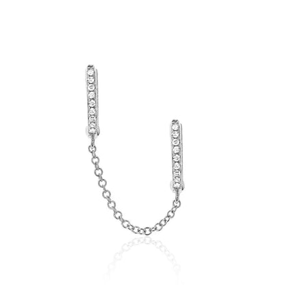 EF Collection 14K White Gold Diamond Huggie Chain Earring