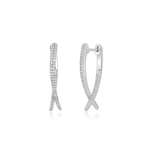 EF Collection- 14K Diamond White Gold Hoop Earrings