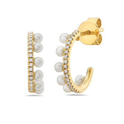 Bassali - 14K Yellow Gold Pearl and Diamond Earring ER14264DPE