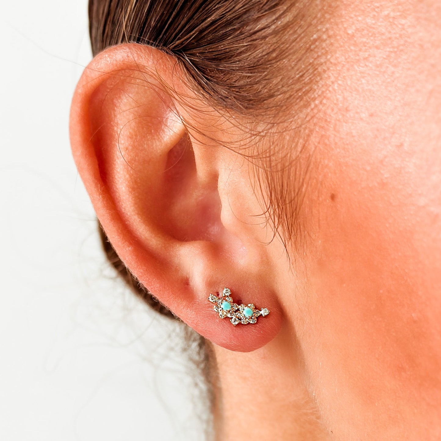 Bassali - Ciel 14K Gold Turquoise Diamond Earrings