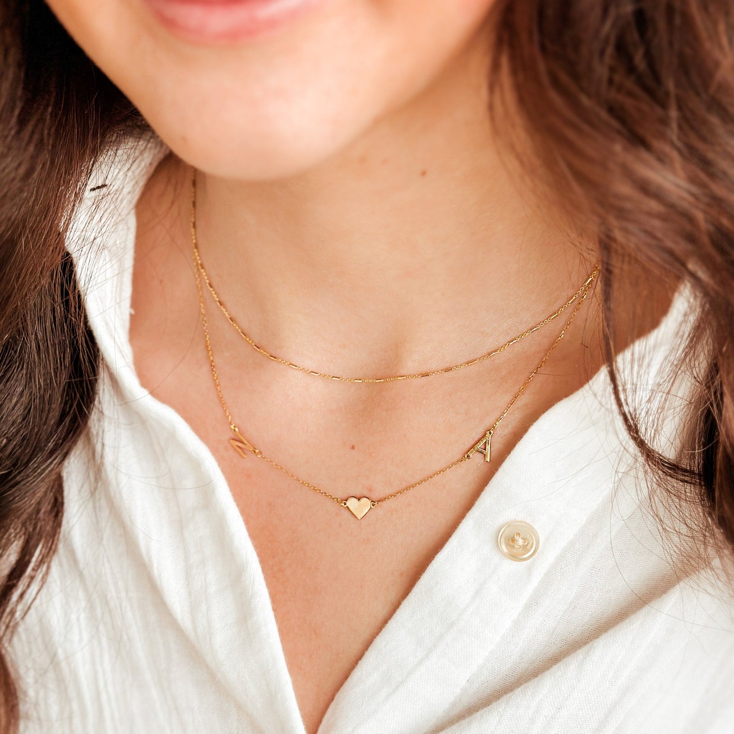 14K Gold "Demi" Custom Initial Necklace by Roset Gold Label