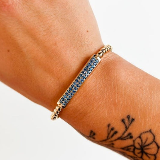 ASPERY & GULDAG - 14K Blue Sapphire Bar Bead Bracelet