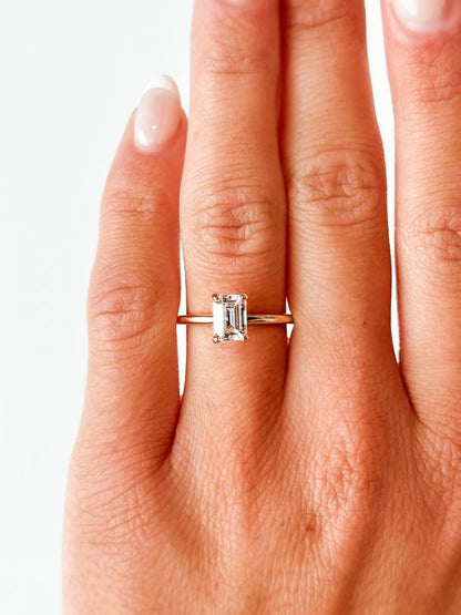 ROSET - Shiloh Emerald Moissanite Engagement Ring -14K Yellow Gold