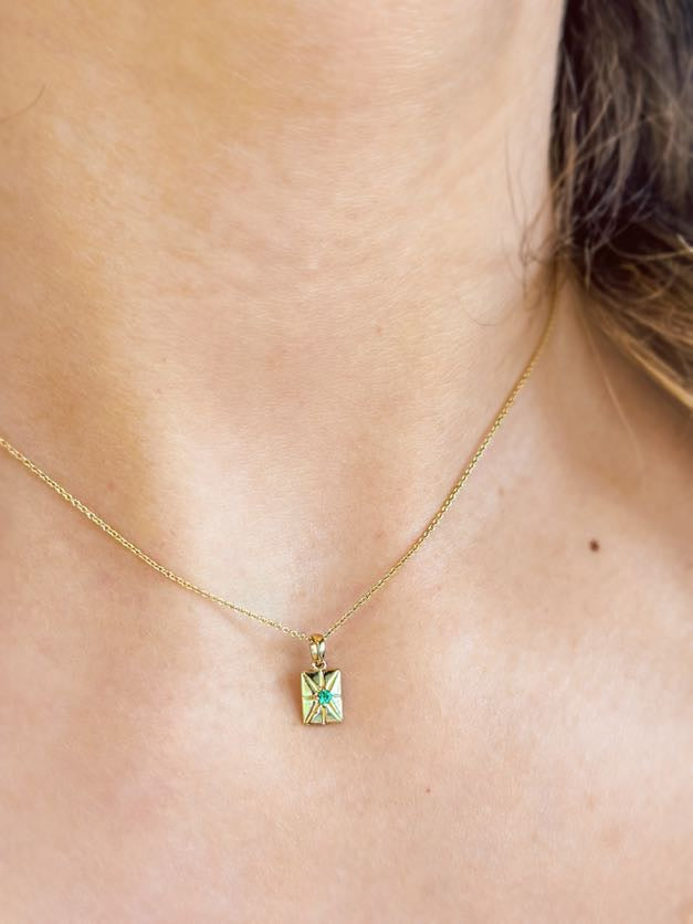 Starburst 14K Yellow Gold Pendant and Natural Emerald