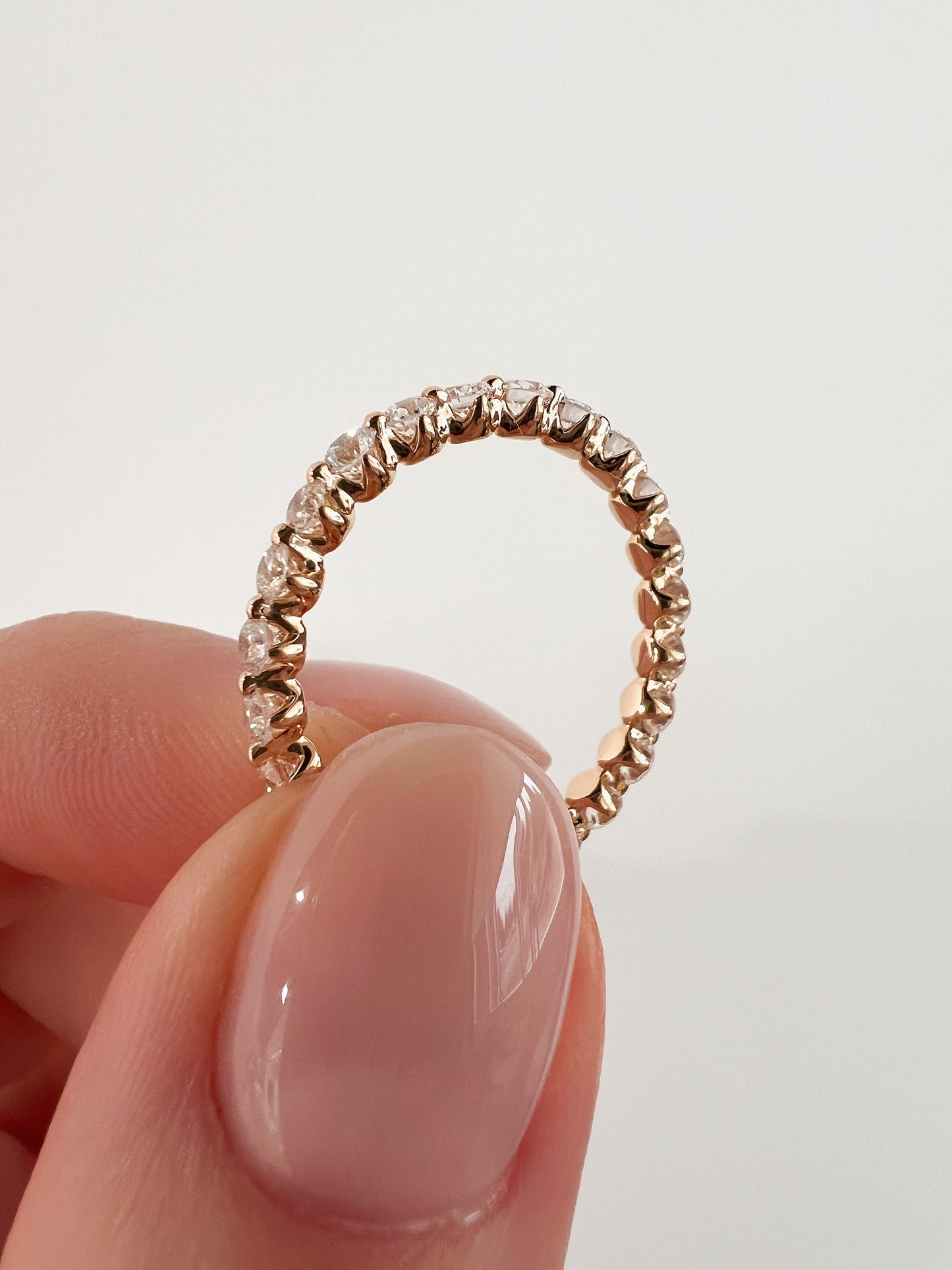 "Alana" 14K Gold Diamond Bubble Band Ring