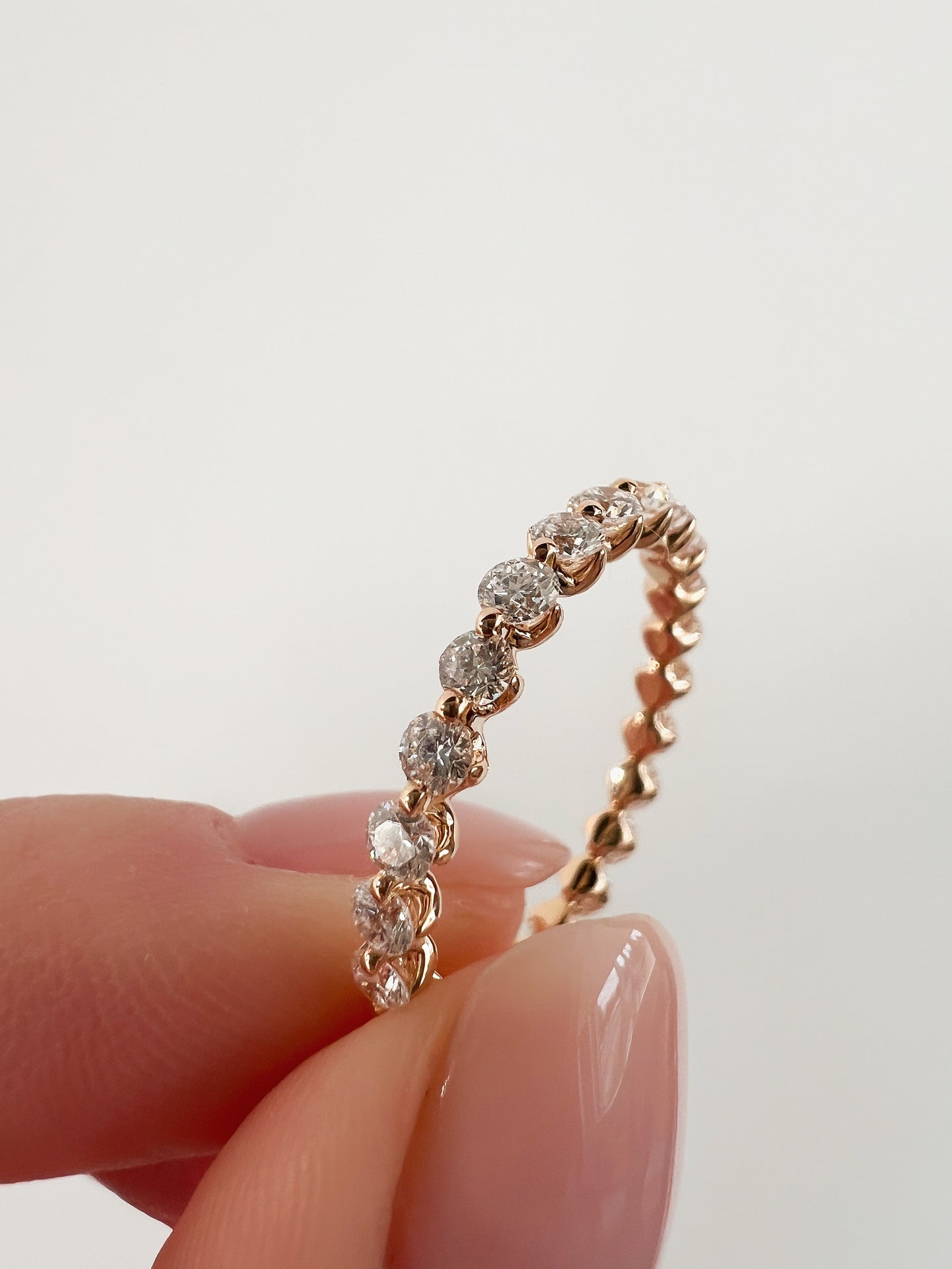 "Alana" 14K Gold Diamond Bubble Band Ring