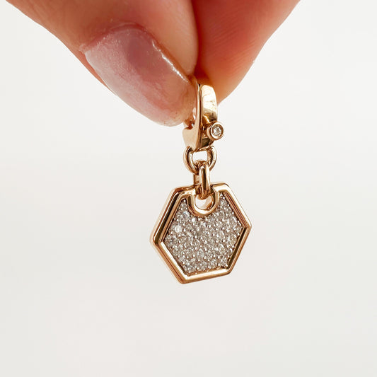 ASPERY & GULDAG   - 14K Yellow Gold Hexagon Pave 0.65 Diamond Pendant