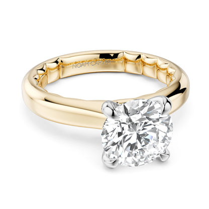 Noam Carver Luna 18K Yellow Gold with White Gold Head Round Engagement Ring- 3mm