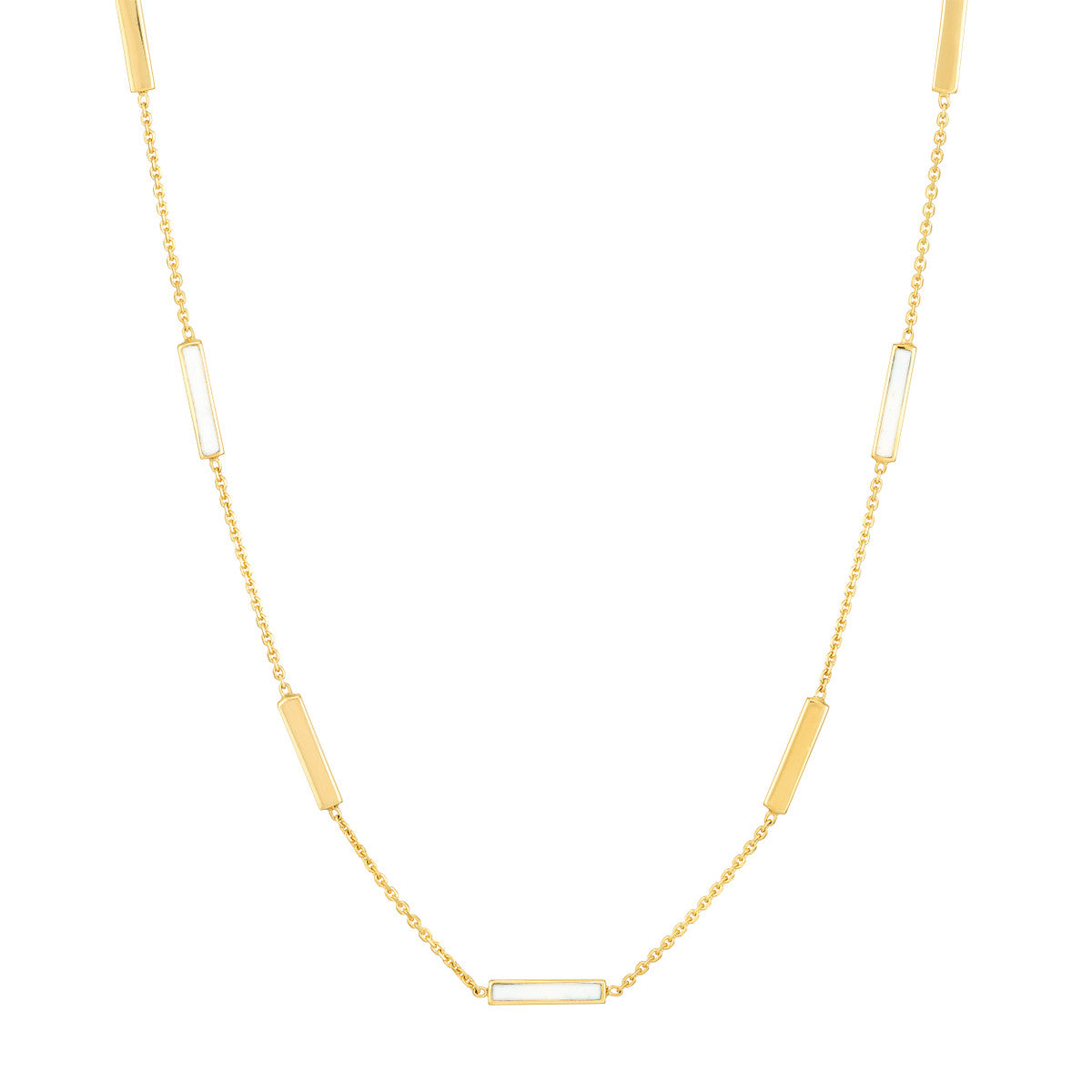 Roset Gold Label White Enamel Gold Bar Necklace