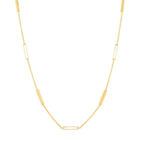 Roset Gold Label White Enamel Gold Bar Necklace