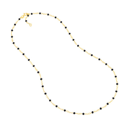 Roset Gold Label Black Enamel Bead Piatto Necklace