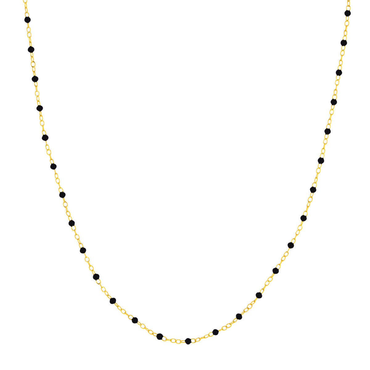 Roset Gold Label Black Enamel Bead Piatto Necklace