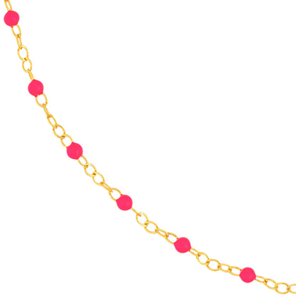 Roset Gold Label Piatto Gold and Neon Pink Enamel Beaded Bracelet