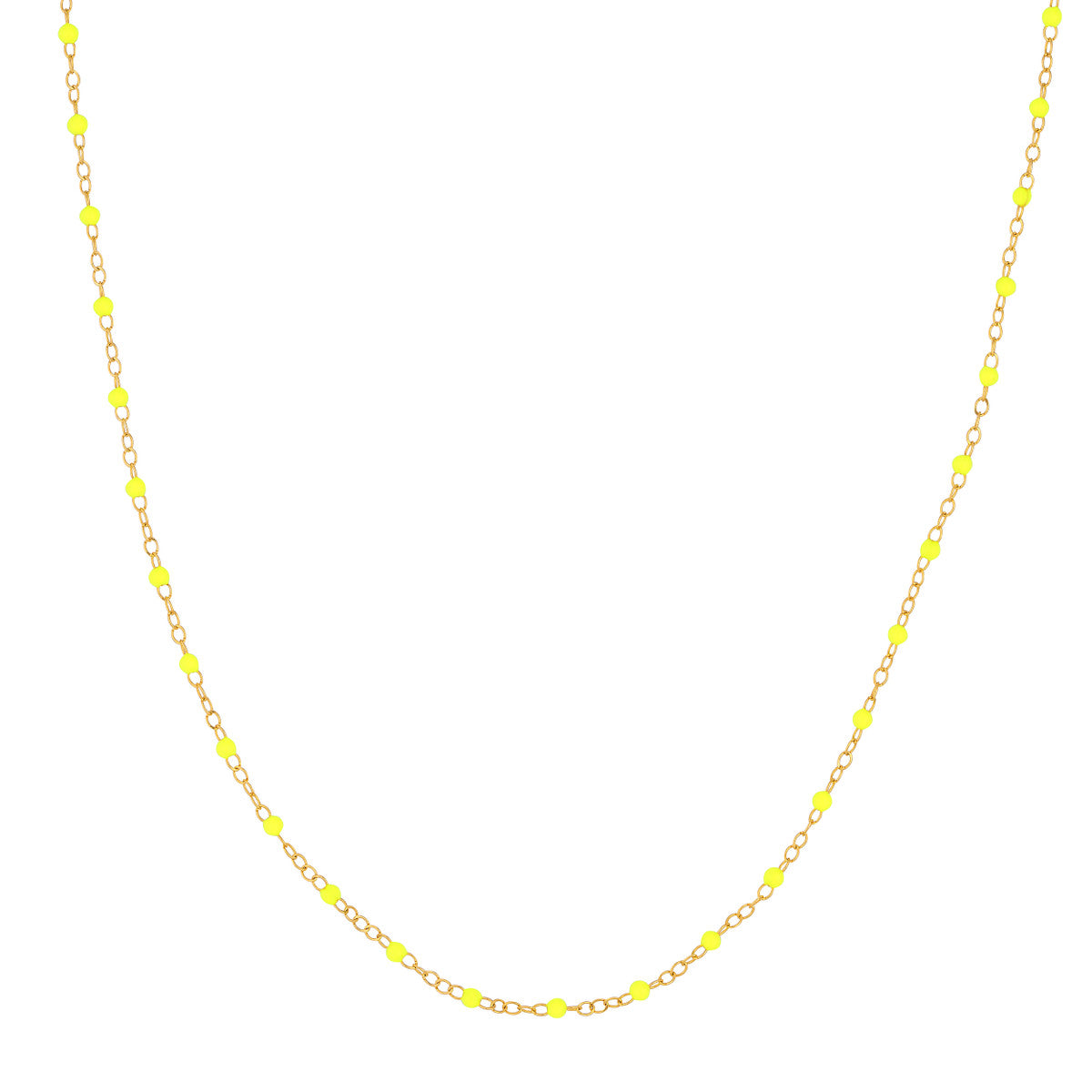 Roset Gold Label Piatto Gold and Neon Yellow Enamel Beaded Necklace