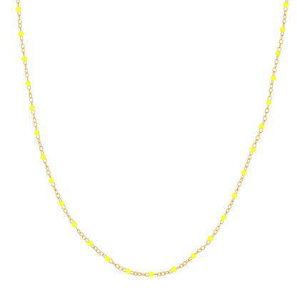 Roset Gold Label Piatto Gold and Neon Yellow Enamel Beaded Necklace
