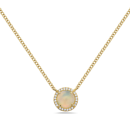 Bassali 14K Yellow Gold Opal and Diamond Necklace