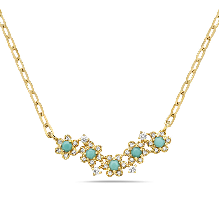 Bassali - Tullie 14K Yellow Gold Turquoise and Diamond Necklace