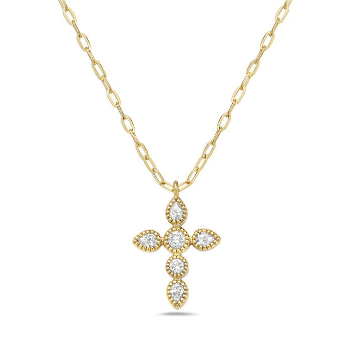 Bassali 14K Yellow Gold Diamond Cross Necklace