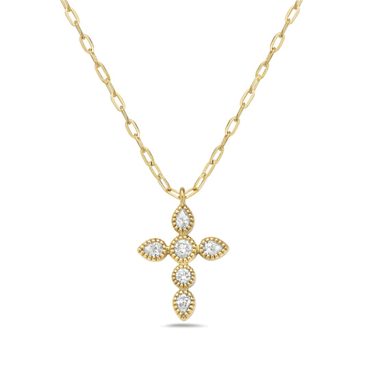 Bassali 14K Yellow Gold Diamond Cross Necklace