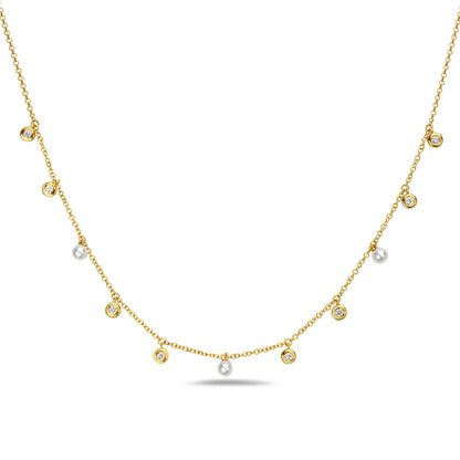 Bassali - Oriana 14K Yellow Gold Pearl and Diamond Necklace