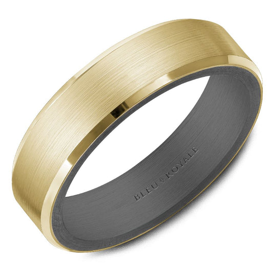 Bleu Royale 14K Yellow Gold and Tantalum Men's Wedding Band RYL-131YT6-M10