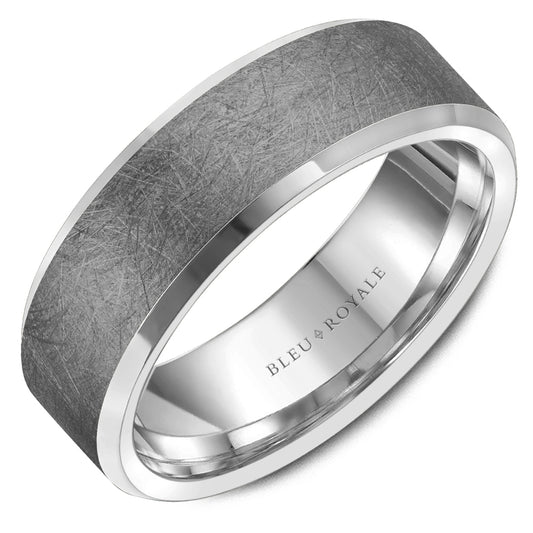 Bleu Royale 14K White Gold and Tantalum Men's Wedding Band RYL-182TW75-M10