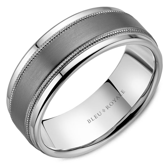 Bleu Royale 14K White Gold and Tantalum Men's Wedding Band RYL-208TW8-M10