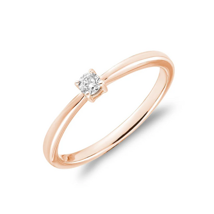 10K Rose Gold Solitaire Diamond Ring