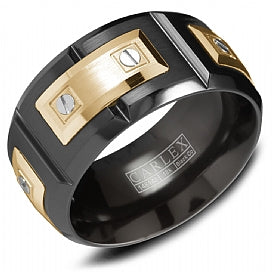 Carlex 18K Gold & Black Cobalt Luxury Wedding Band WB-9850WB