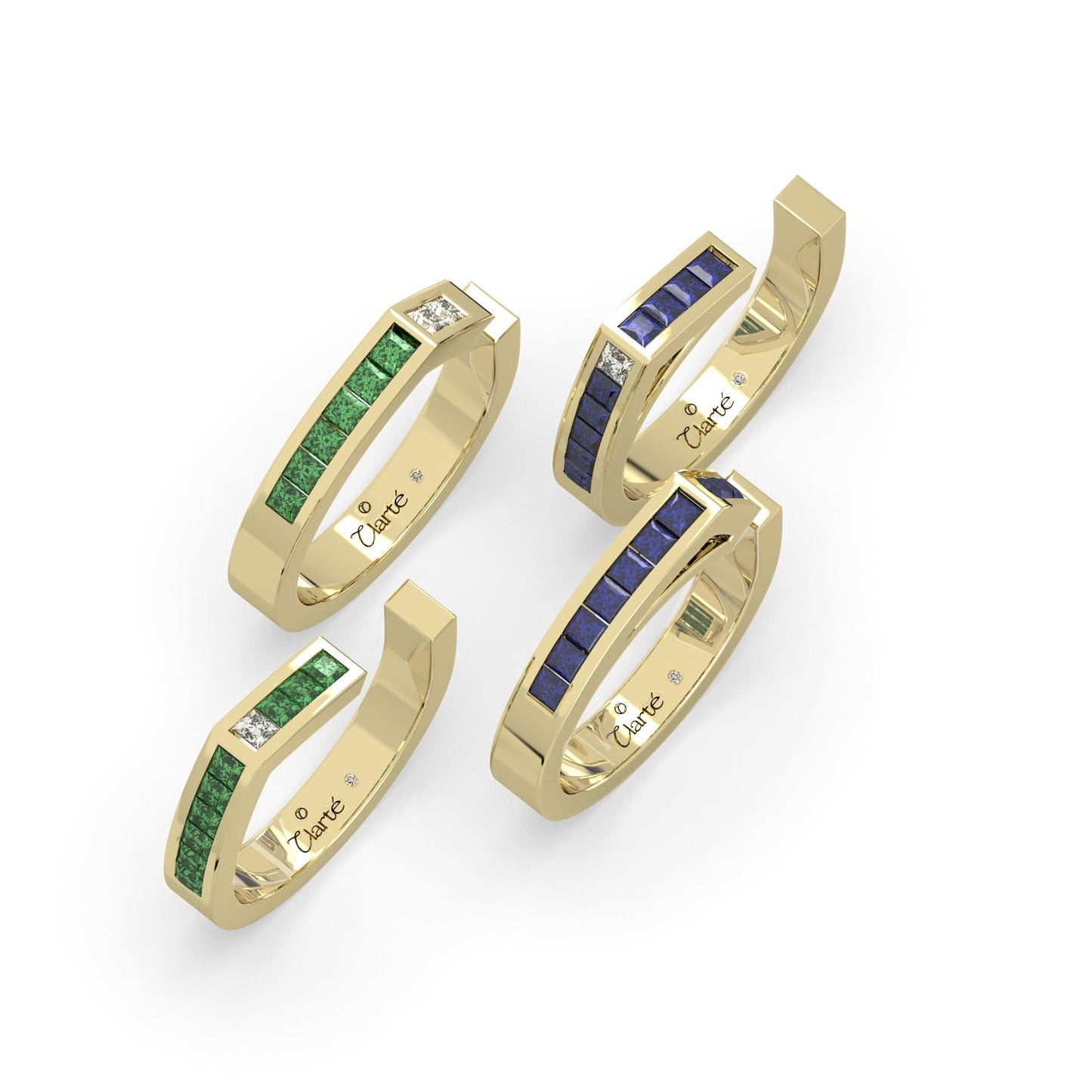 CLARTÉ - 14K Yellow Gold Quadrascend Stacking Ring Set