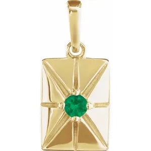 Starburst 14K Yellow Gold Pendant and Natural Emerald