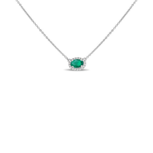 ROSET 18K White Gold Diamond and Emerald Necklace