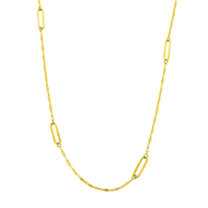 Roset Gold Label "Robin" Adjustable Hammered Long Link Station Necklace