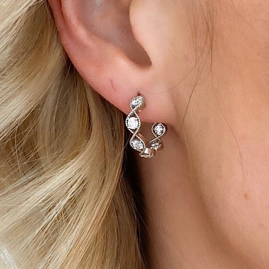 Forevermark Crossed Diamond Hoop Earrings