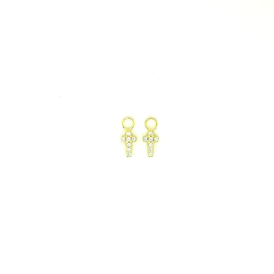 FUSE by Roset - Madge 10K Yellow Gold Cross Diamond Earring Charms