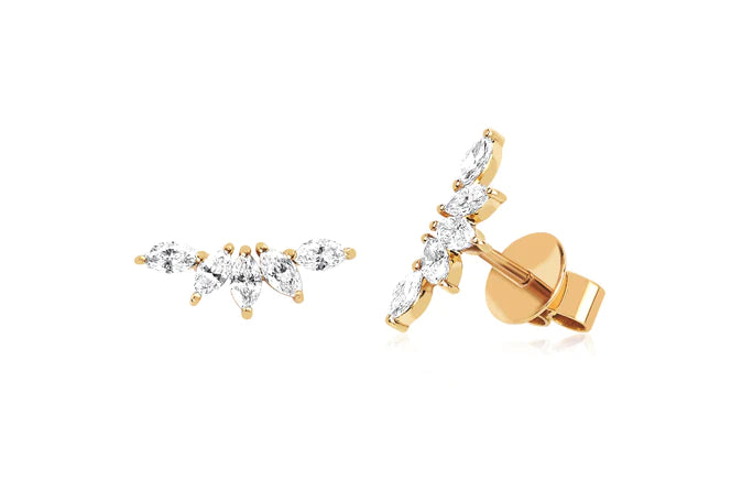 EF Collection - 14K Diamond Marquise Fan Earrings