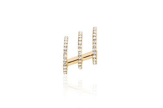 EF Collection 14K Gold Diamond Triple Huggie Illusion Stud Earrings