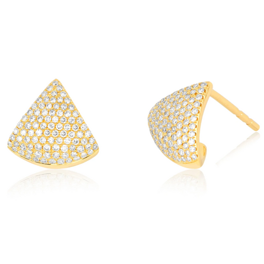 EF Collection - 14KY Diamond Solid Chevron Stud Earrings