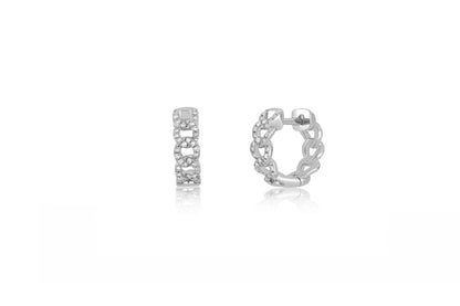 EF Collection - 14K Diamond Curb Chain Huggie Earrings