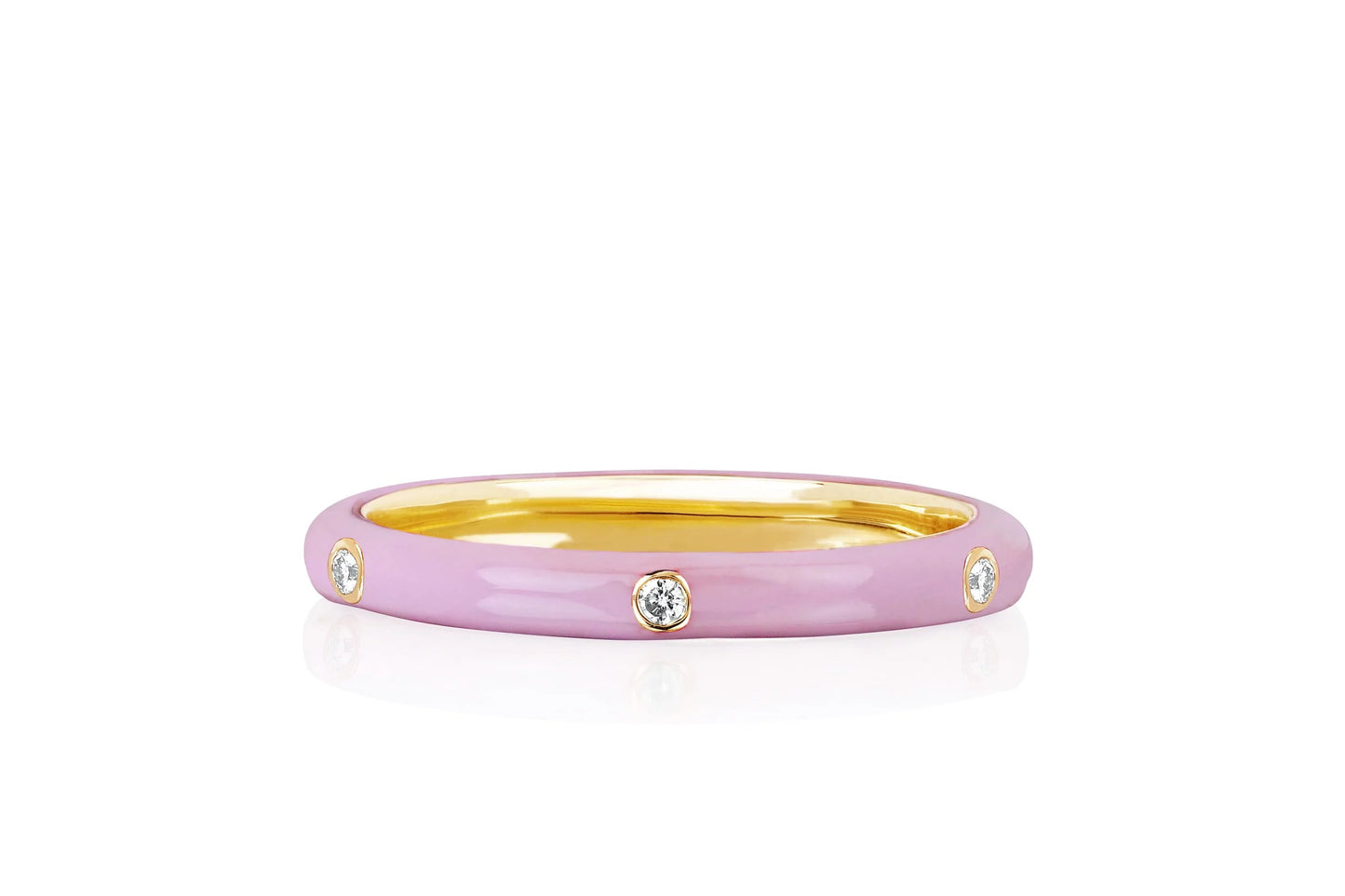 EF Collection 3 Diamond Enamel Stack Rings - Light Pink
