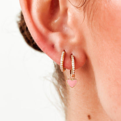 FUSE by Roset - 10K Gold Ear Charms Pink Heart  "XO, ROSET"