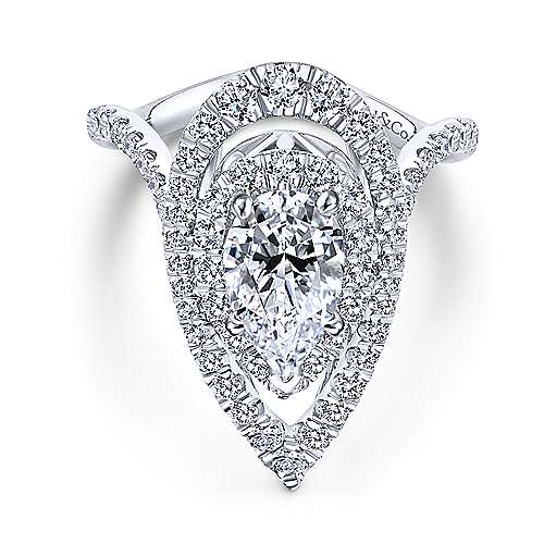 Gabriel "Trinitaria" 14K White Gold Pear Shape Diamond Engagement Ring