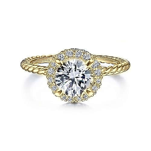 Gabriel "Natala" 14K Yellow Gold Round Diamond Engagement Ring