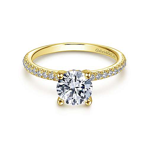 Gabriel "Serenity" 14K Yellow Gold Round Diamond Engagement Ring