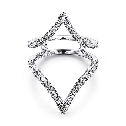 Gabriel & Co - Triangular 14K White Gold French Pavé Set Diamond Ring Enhancer